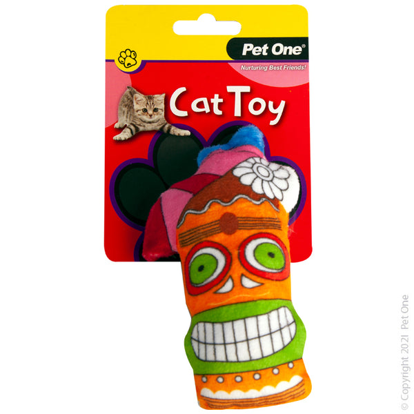 14CM Plush Tiki Drink Cat Toy. Pet One Pet Toys provide endless hours of entertainment along with physical and mental stimulation for your pet.  Featuring various textures, shapes and noises, each toy will retain your pets’ scent and keep them coming back to snuggle and play.