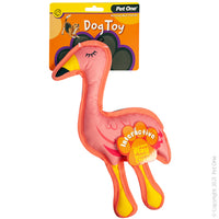 28CM Interactive Pink Squeaky Flamingo Dog Toy. Pet One Pet Toys provide endless hours of entertainment along with physical and mental stimulation for your pet.  Featuring various textures, shapes and noises, each toy will retain your pets’ scent and keep them coming back to snuggle and play.