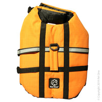 Dog Splash Swim Buoyancy Vest 40L X 70-80cm 20-25kg Orange. Features & Benefits:  Ideal pet floatation aid for swimming, and any other water activities. Reflective accents to promote high visibility. Easy to grip safety handle. Adjustable straps. Quick release buckles. D-Ring for leash attachment. Outer fabric is 100% polyester with coated PVC Oxford.