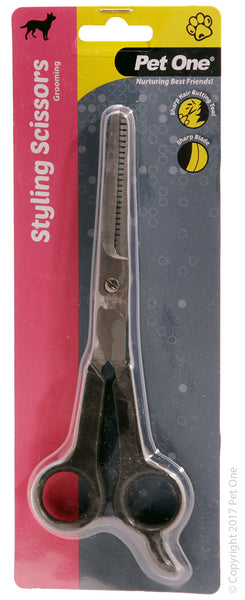 Pet One Grooming - Thinning Scissor. Pet One’s Classic Grooming Range keeps your pampered pets looking neatly groomed and fabulous with carefully selected high quality grooming tools. Pet One offer brushes, combs and other grooming items for all creatures great and small. Regular grooming will keep your pet happy, healthy and looking great.