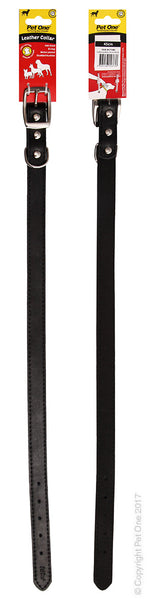 Collar Leather 45cm Black. The Pet One Leather Collars are high quality, genuine leather collars. The Leather Collars are available in a variety of colours that will provide your pet with a fashionable appearance.  Available to suit dogs and cats of all sizes, you’ll be sure to find the right fit for your best friend!