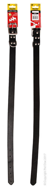 Collar Leather 55cm Black. The Pet One Leather Collars are high quality, genuine leather collars. The Leather Collars are available in a variety of colours that will provide your pet with a fashionable appearance.  Available to suit dogs and cats of all sizes, you’ll be sure to find the right fit for your best friend!