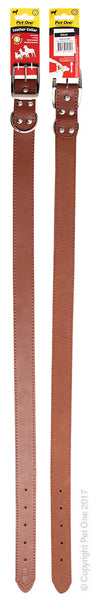 Pet One Collar - Leather 65cm Brown. Leather gets softer and more attractive over time Soft yet strong texture makes it hard wearing Heavy duty nickel plated fittings plus Dring Studded buckles for extra strength Adjustable in small increments to ensure a perfect fit for your pet