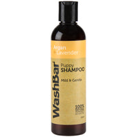 WashBar - Natural Puppy Shampoo 250ml - Argan And Lavender. The ingredients we use to make WashBar Puppy Shampoo are safe and will not overwhelm their delicate skin. We only use the highest quality pure essential oils to create an uncomplicated formulation using a few simple ingredients, compared to chemical based puppy shampoos which can use over 20 ingredients.