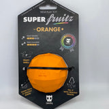 ZEE.DOG SUPER FRUITZ TREAT DISPENSING TOY - ORANGE. www.animaladdiction.co.nz  Facebook: Animal Addiction Pet Supplies.  Trademe: animaladdiction.  Cat toys, Kitten toys, Dog toys, Puppy toys, Dog collar, Puppy collar, Dog lead, Dog harness, Dog treat, Cat harness, Cat collar, Rabbit harness, Cat treat, Dog bed, Rabbit treat, Rabbit food, Guinea pig food, Rat treats, Bird toys and more.