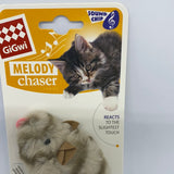 Gigwi Melody Chaser Cat Toy Mouse. GiGwi Melody Chaser cat toys make lifelike sounds after the toy has been activated by movement. They are designed to satisfy your cats hunting instinct and to keep it on its paws. Remove the plastic cord to activate the toy and watch the chase begin!