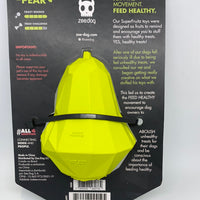 ZEE.DOG SUPER FRUITZ TREAT DISPENSING TOY - PEAR. Super Fruits dog toys by Zee.Dog are designed with a treat dispensing bottom. Stuff them with your dog's favourite treats for a fun and challenging time. Made of 100% non-toxic durable natural rubber Treat dispensing bottom for extra play hours Polygonal edges help clean teeth and prevent tartar build up Erratic bounce Fruity smell keeps your dog more entertained Perfect for entertaining, training and rewarding your dog Length 14 cm - width 4 cm